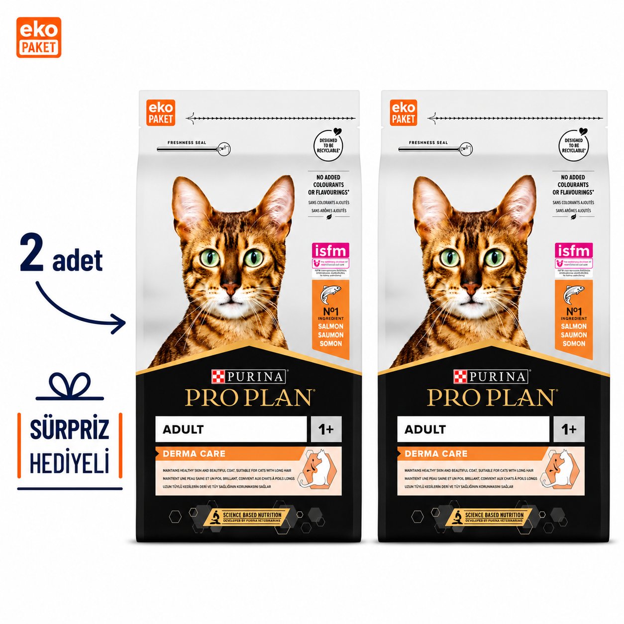 Proplan Elegant Derma Plus Somonlu Yetişkin Kedi Maması 10 Kg X 2'li Eko PAket