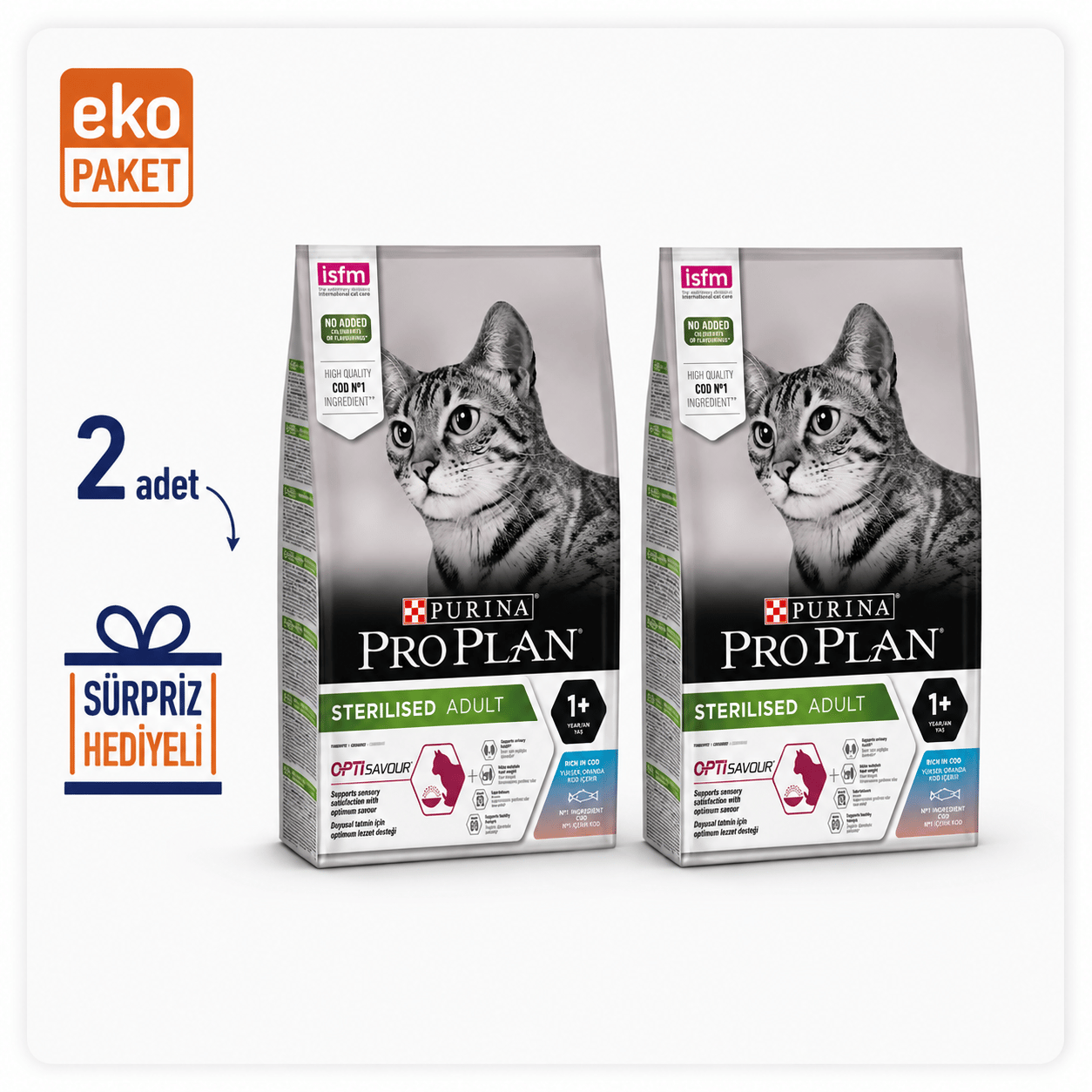 ProPlan Morina ve Okyanus Balıklı Kısırlaştırılmış Kedi Maması 3 Kg X 2'li Eko Palet