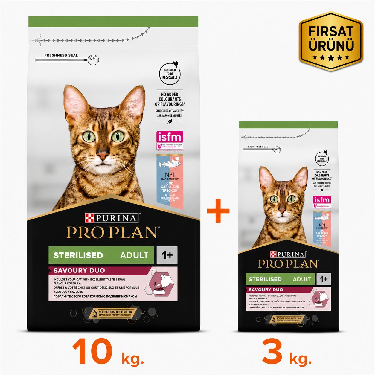 ProPlan Morina ve Okyanus Balıklı Kısırlaştırılmış Kedi Maması 10 Kg + 3 Kg Fırsat Ürünü