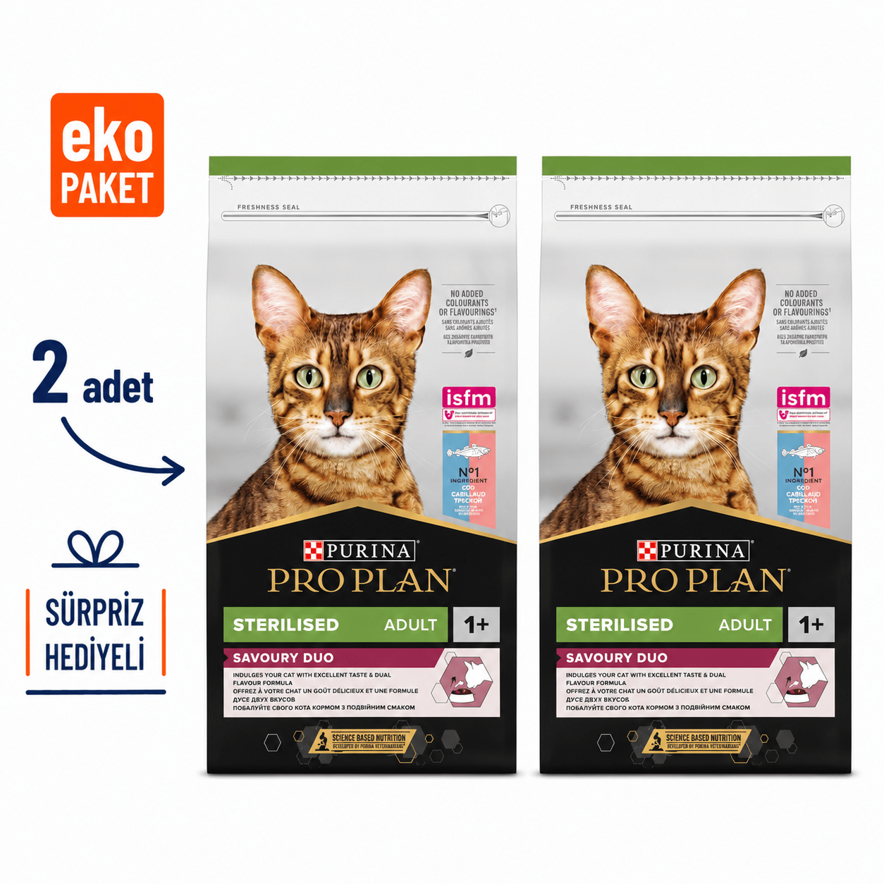 ProPlan Morina ve Okyanus Balıklı Kısırlaştırılmış Kedi Maması 10 Kg X 2'li Eko Paket