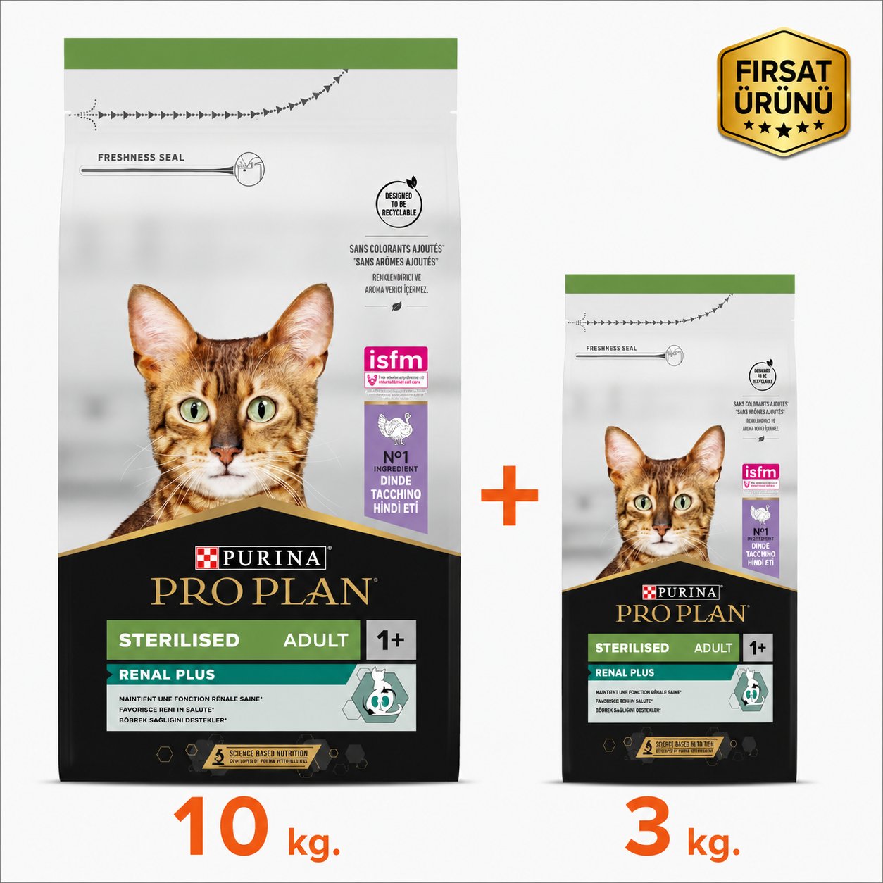Proplan Renal Plus Hindili Kısırlaştırılmış Kedi Maması 10 Kg + 3 Kg Fırsat Paketi 