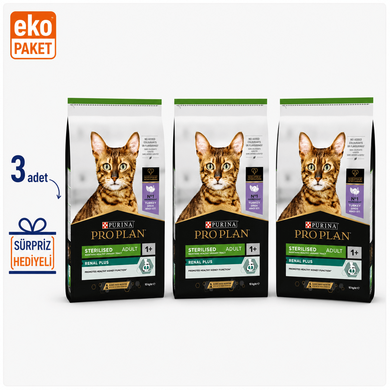 Proplan  Renal Plus Hindili Kısırlaştırılmış Kedi Maması 3 Kg X 3'lü Eko Paket