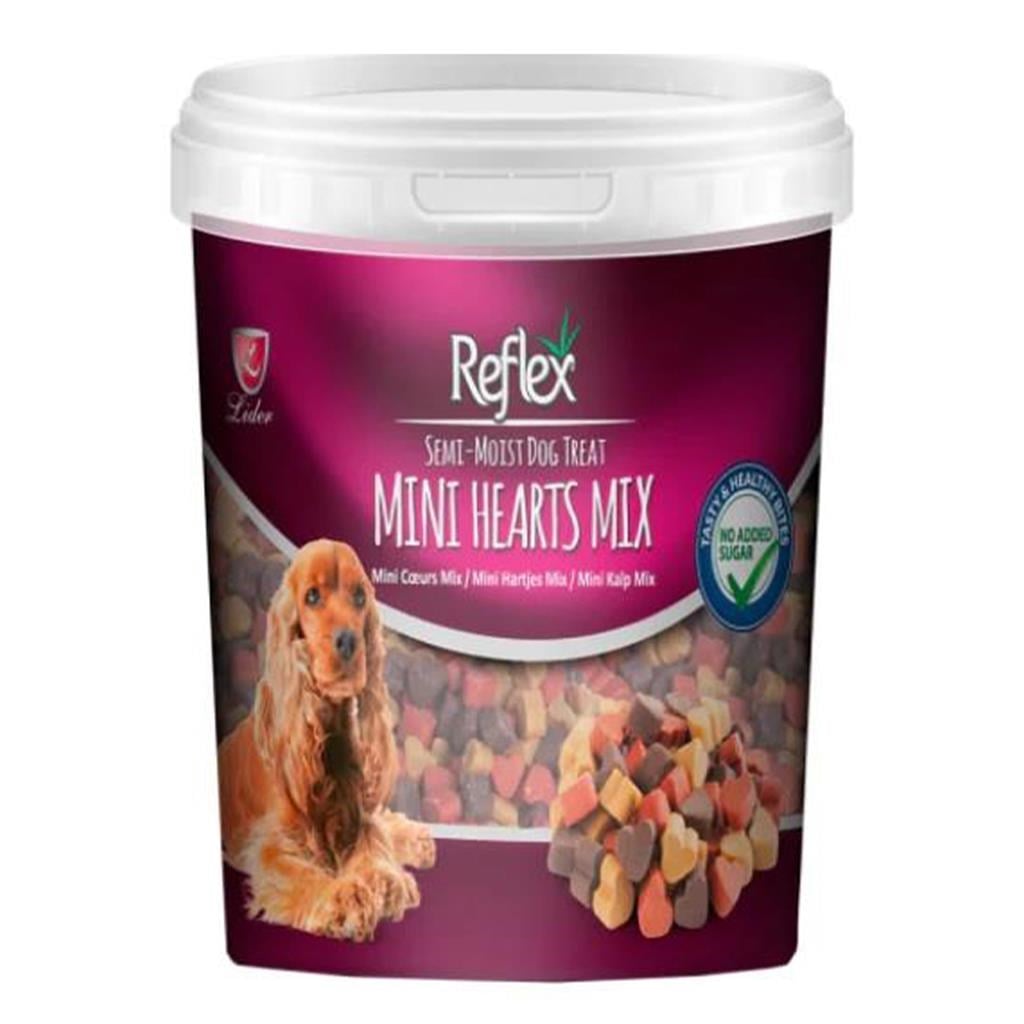 Reflex Karışık Renkli Mini Kalpli Yarı Yumuşak Köpek Ödülü 500 Gr