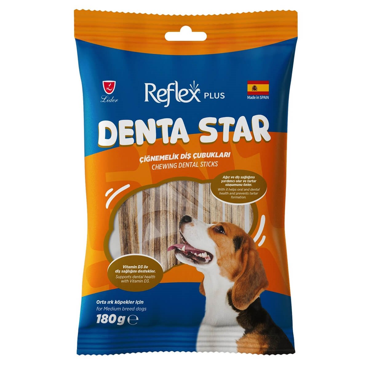 Reflex Plus Denta Star Diş Sağlığı Destekleyici Orta Irk Köpek Ödül Maması 180 Gr