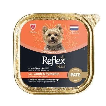Reflex Plus Kuzu Etli Balkabaklı Mini ve Küçük Irk Yetişkin Köpek Konservesi 85 Gr