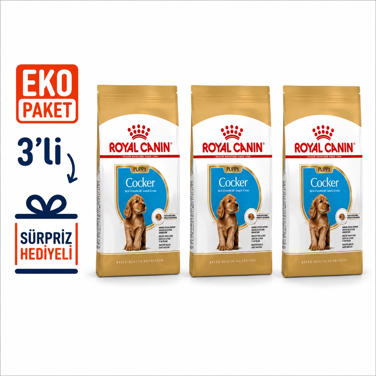Royal Canin Cocker Junior Yavru Köpek Maması 3 Kg X 3'lü Eko Paket 