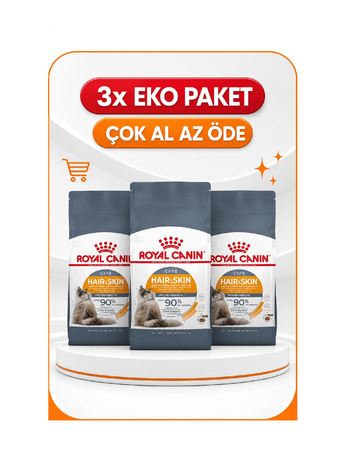 Royal Canin Hair Skin Hassas Tüylü Kedi Maması 2 Kg X 3'lü Eko Paket