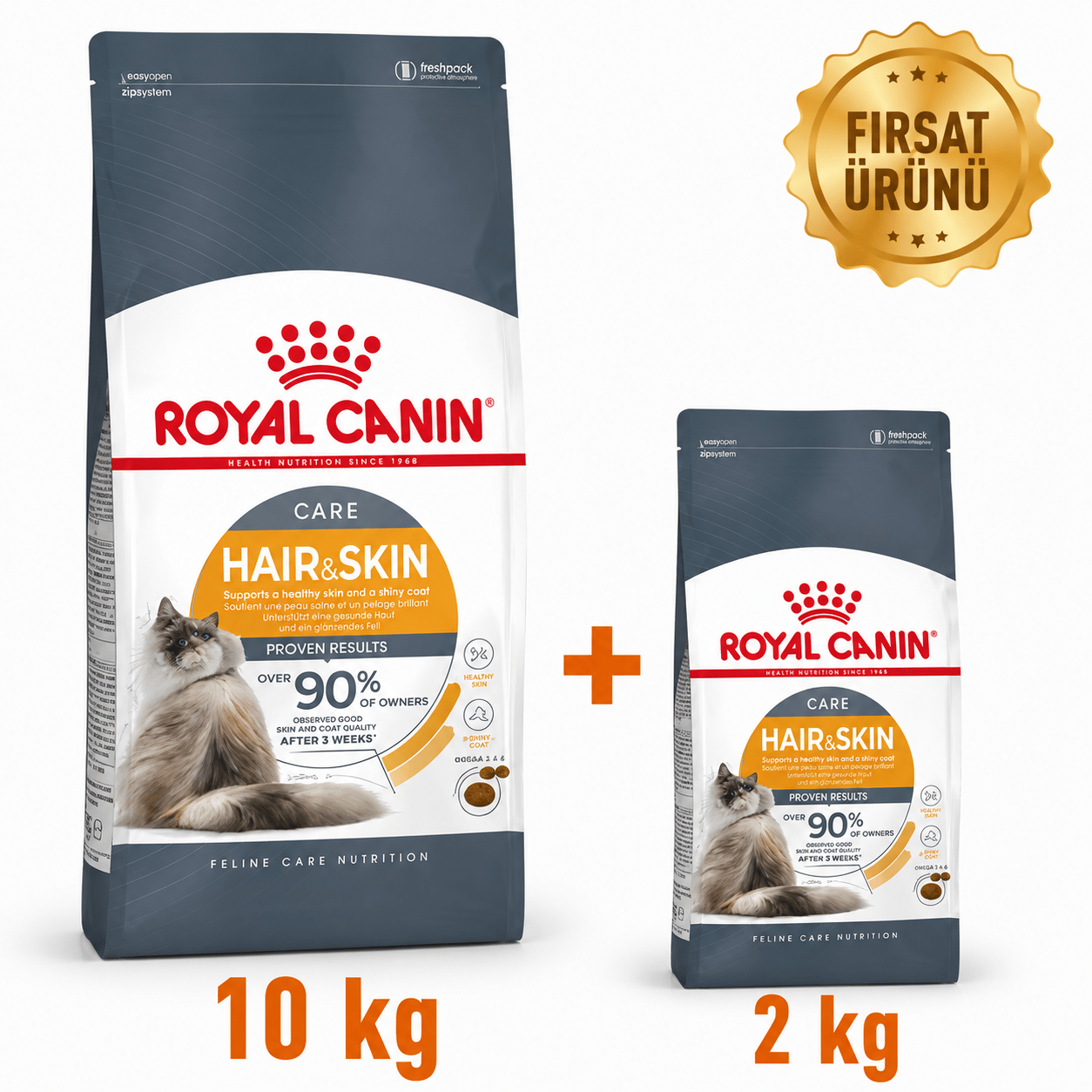 Royal Canin Hair Skin Hassas Tüylü Kedi Maması 10 Kg + 2 Kg Fırsat Ürünü