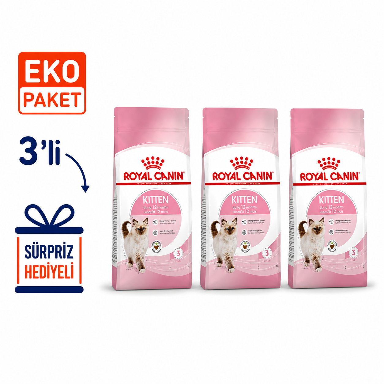 Royal Canin Kitten Yavru Kuru Kedi Maması 2 Kg X 3'lü Eko Paket 