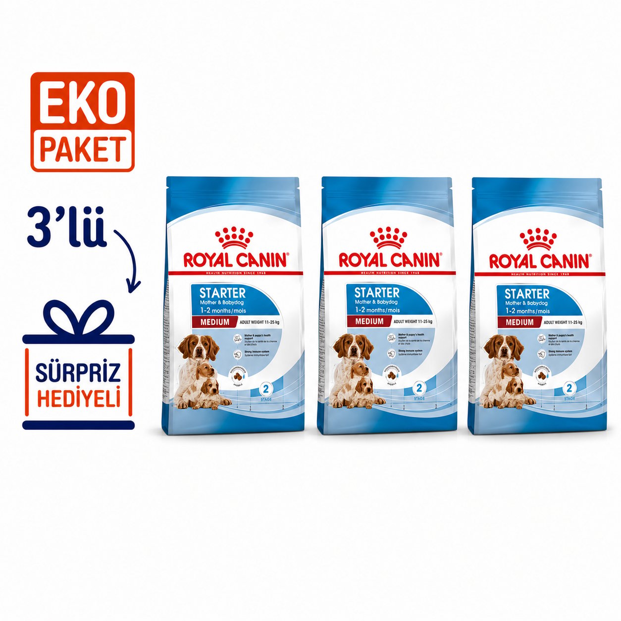 Royal Canin Medium Starter Yavru Kuru Köpek Maması 4 Kg X 3'lü Eko Paket