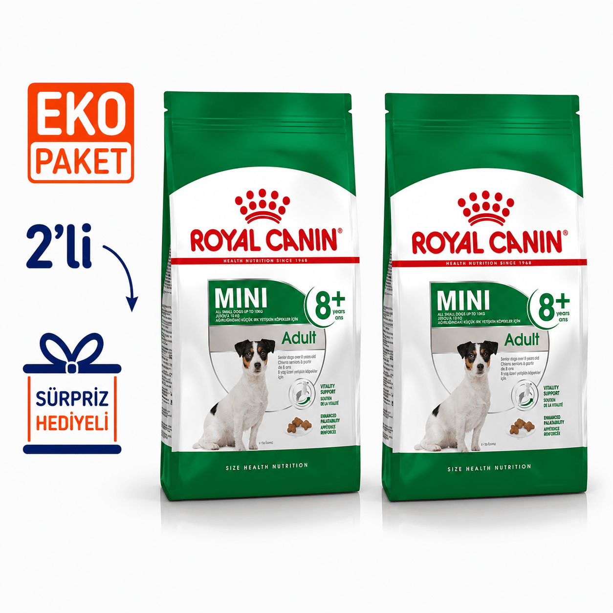 Royal Canin Mini Adult +8 Yaş Yaşlı Köpek Maması 2 Kg X 2'li Eko Paket