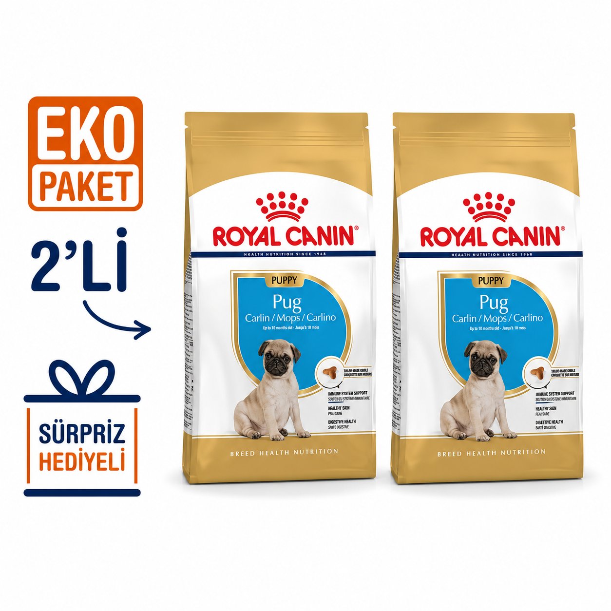Royal Canin Pug 25 Pug Junior Yavru Köpek Maması 1,5 Kg X 2'li Eko Paket 