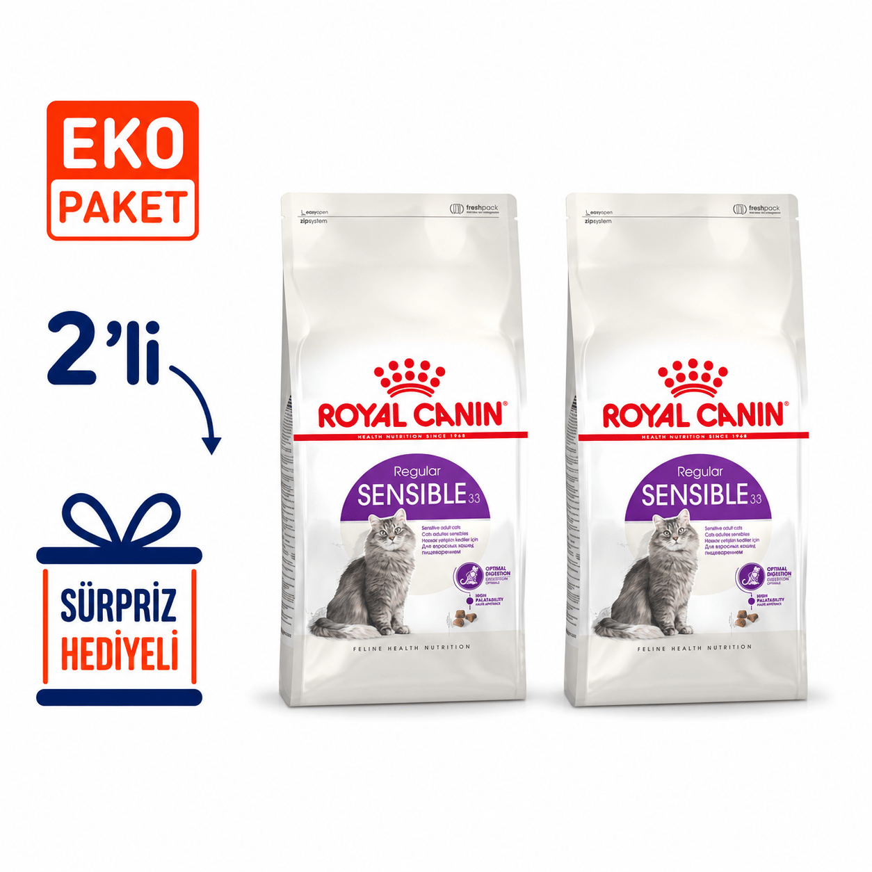 Royal Canin Sensible 33 Kuru Kedi Maması 2 Kg X 2'li Eko Paket 