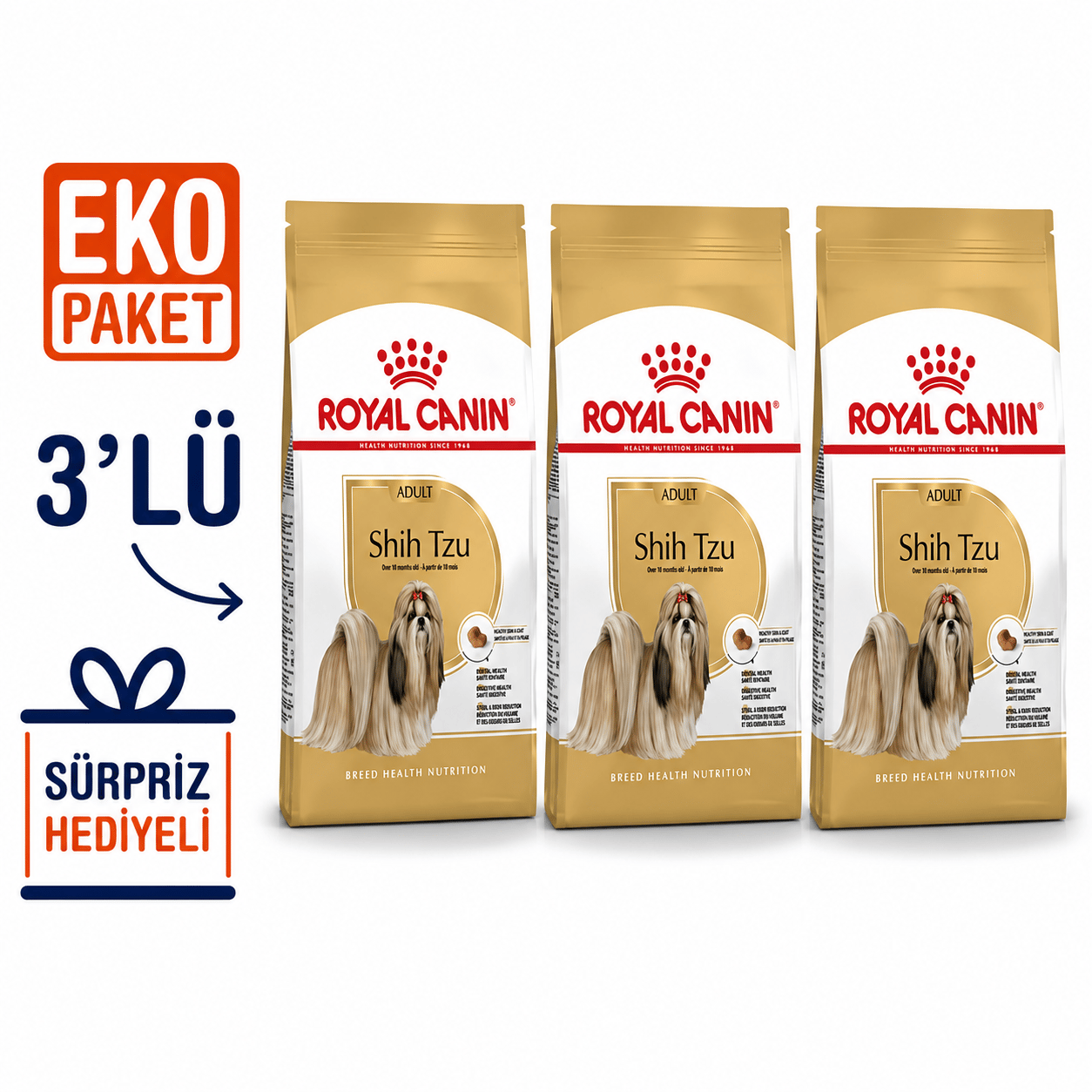 Royal Canin Shih Tzu Yetişkin Köpek Maması 1,5 Kg X 3'lü Eko Paket 