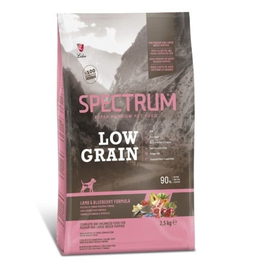 Spectrum Kuzu Etli ve Yaban Mersinli Orta ve Büyük Irk Düşük Tahıllı Yavru Köpek Maması 2,5kg