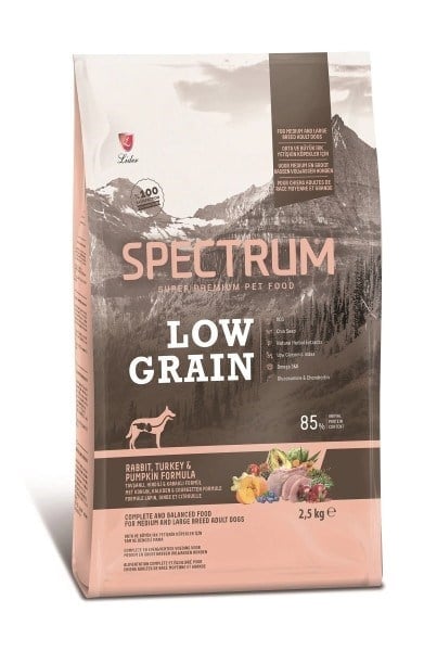 Spectrum Tavşanlı Hindili ve Bal Kabaklı Orta ve Büyük Irk Düşük Tahıllı Yetişkin Köpek Maması 2,5kg