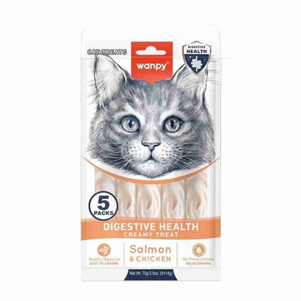 Wanpy Digestive Health Somon Balığı Ve Tavuk Krema Kedi Ödül 5*14 Gr