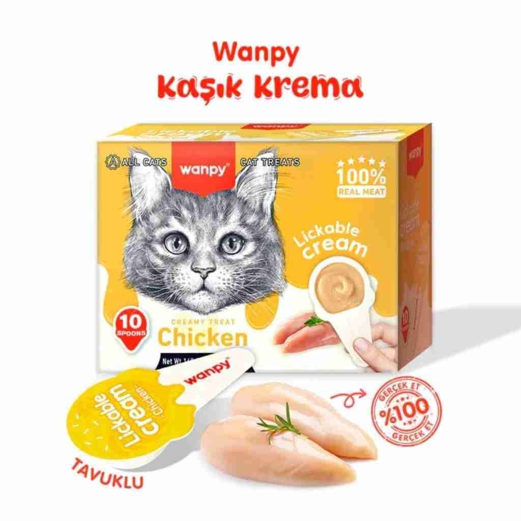 Wanpy Tavuklu Kaşık Krema Kedi Ödül Maması 10x16gr
