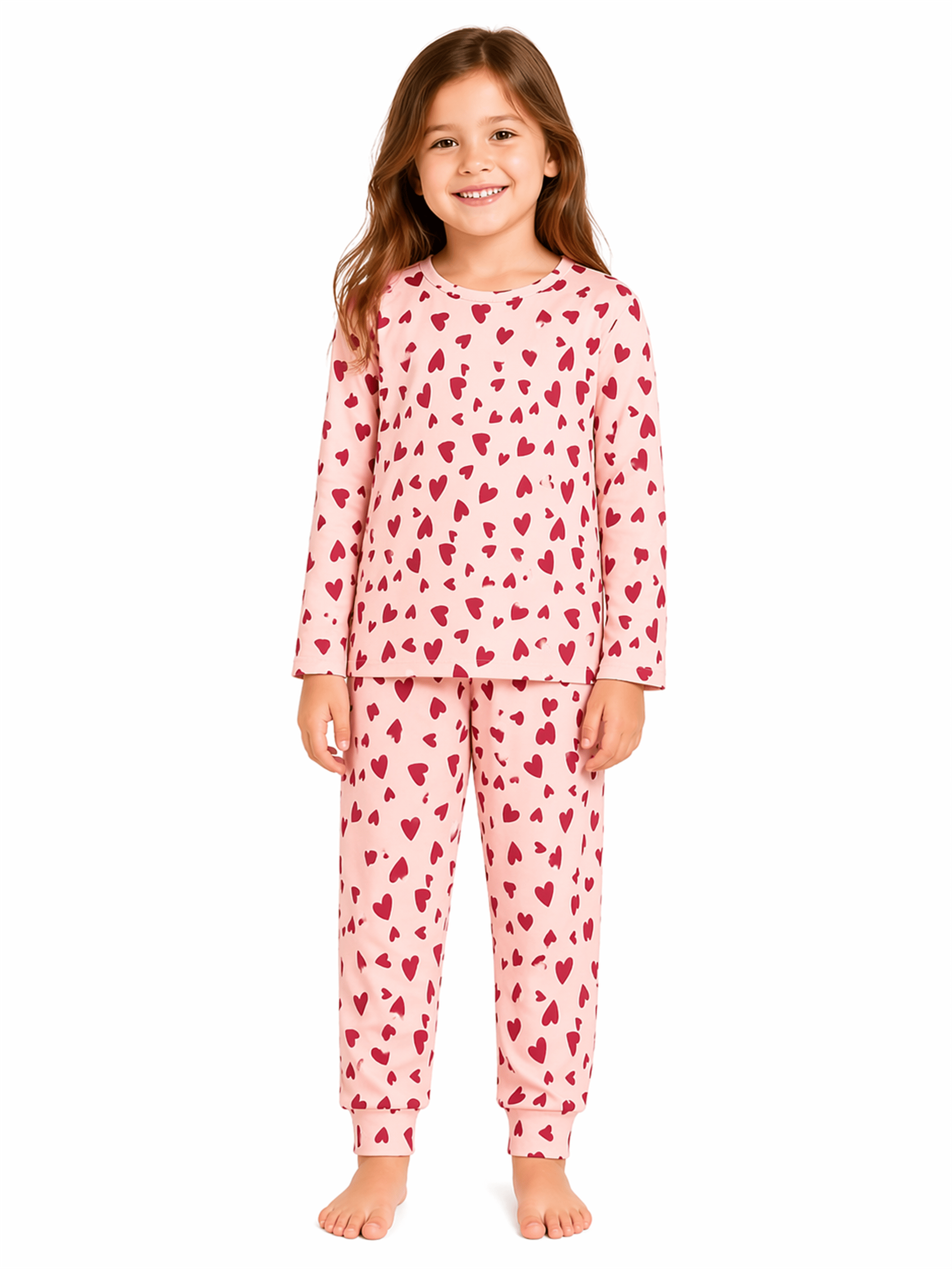 Haribo Kalp Desenli Kız Çocuk Uzun Kollu Pijama Takımı