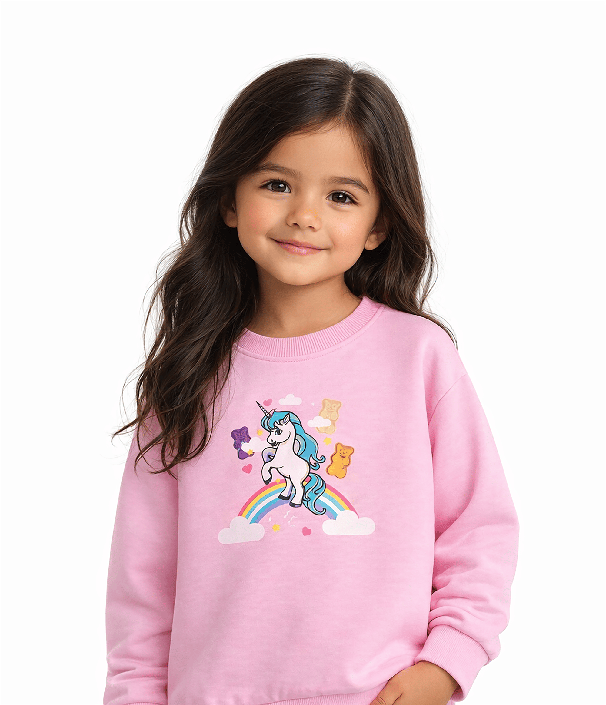 Haribo Unicorn Baskılı Kız Çocuk Bisiklet Yaka Sweatshirt