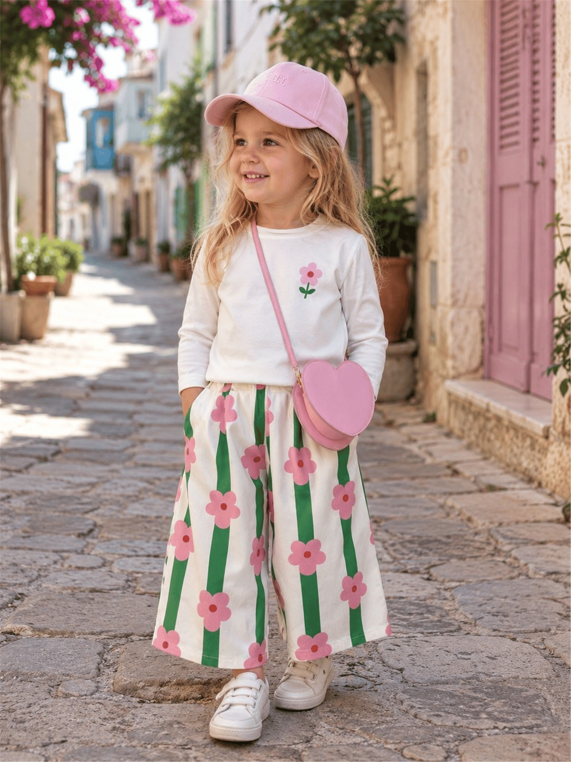 Kız Çocuk Pembe Papatyalı Takım