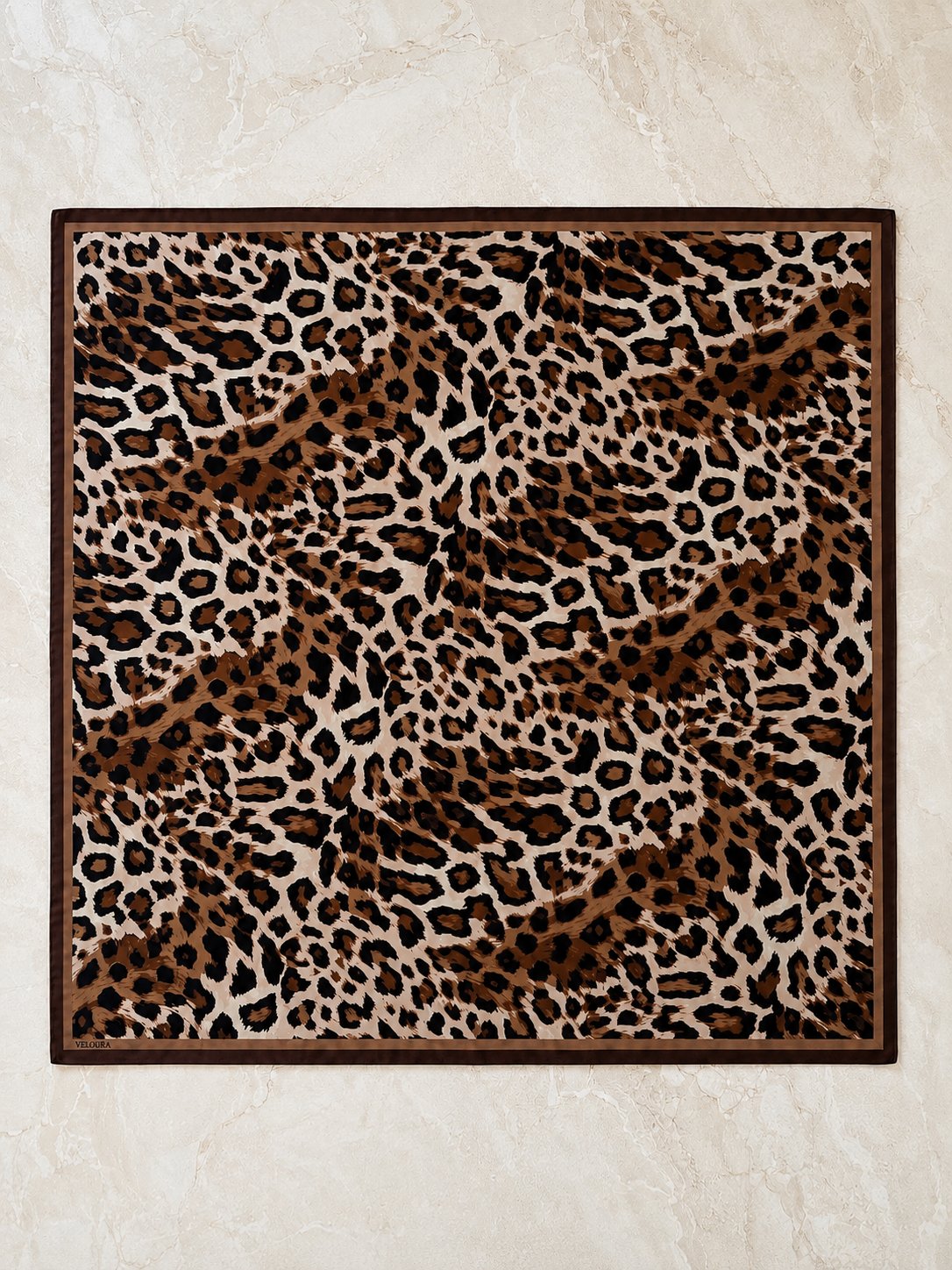 LEOPAR KAHVE %100 TWILL İPEK EŞARP