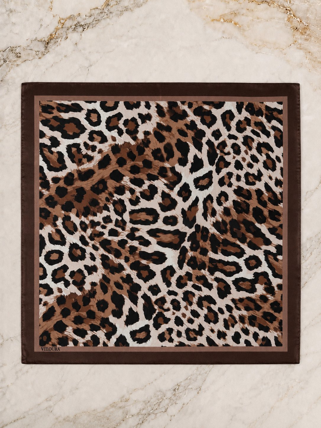 LEOPAR KAHVERENGİ %100 İPEK FULAR