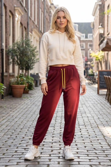 BORDO OVERSIZE RETRO ŞALVAR TAKIM