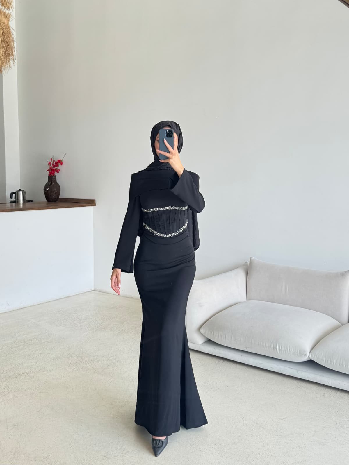 Bahar Abiye Siyah 