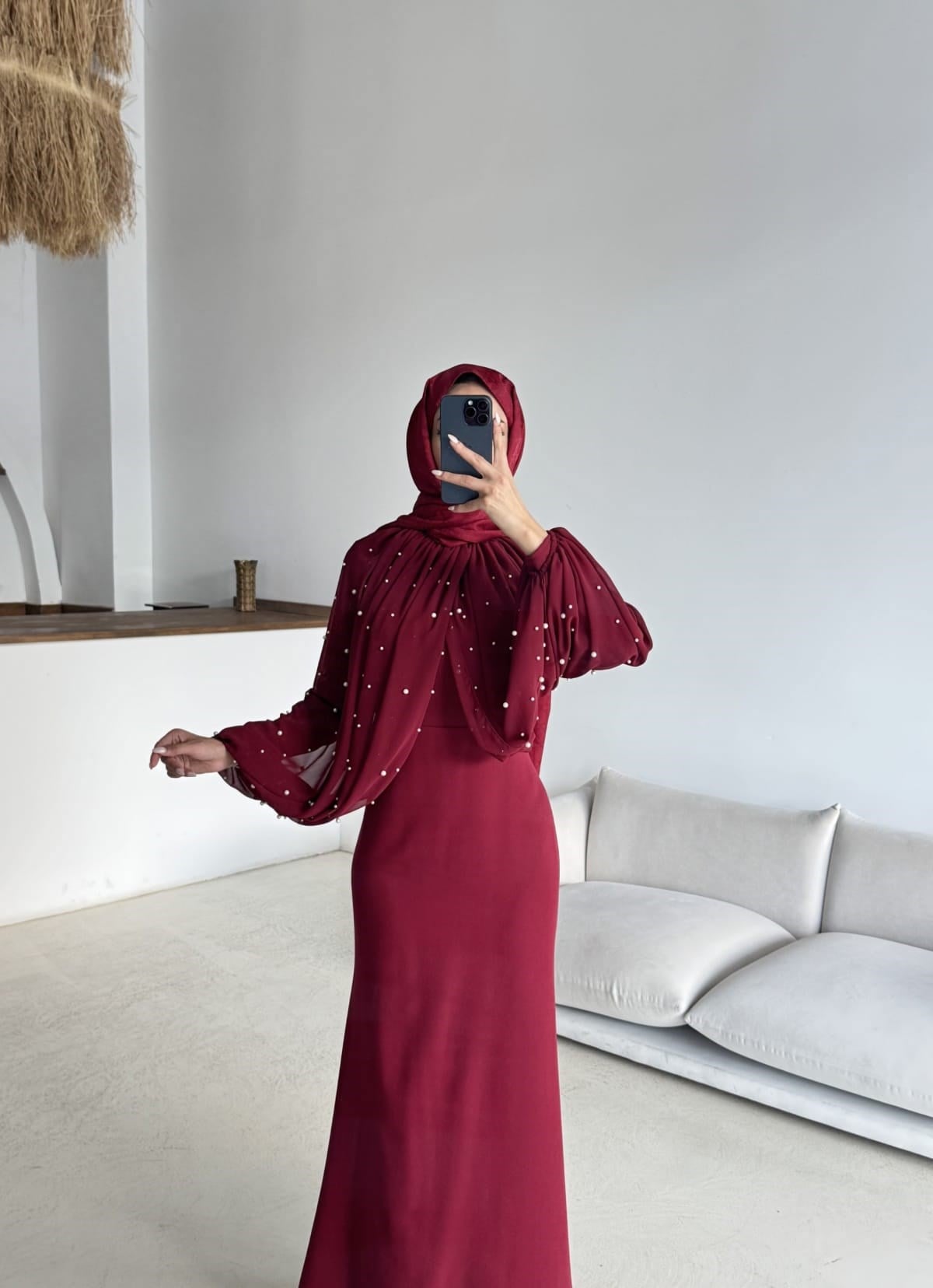 İnci Abiye Bordo