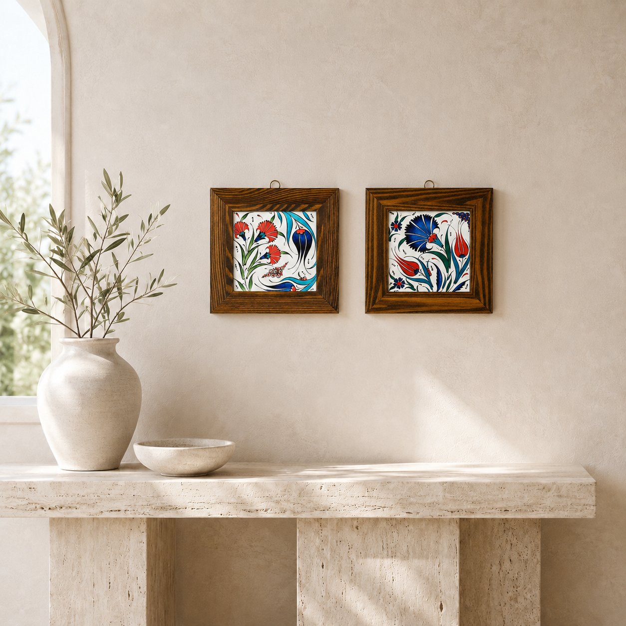Ahşap Çerçeveli Dekoratif Seramik Tablo – Motif Koleksiyonu IV