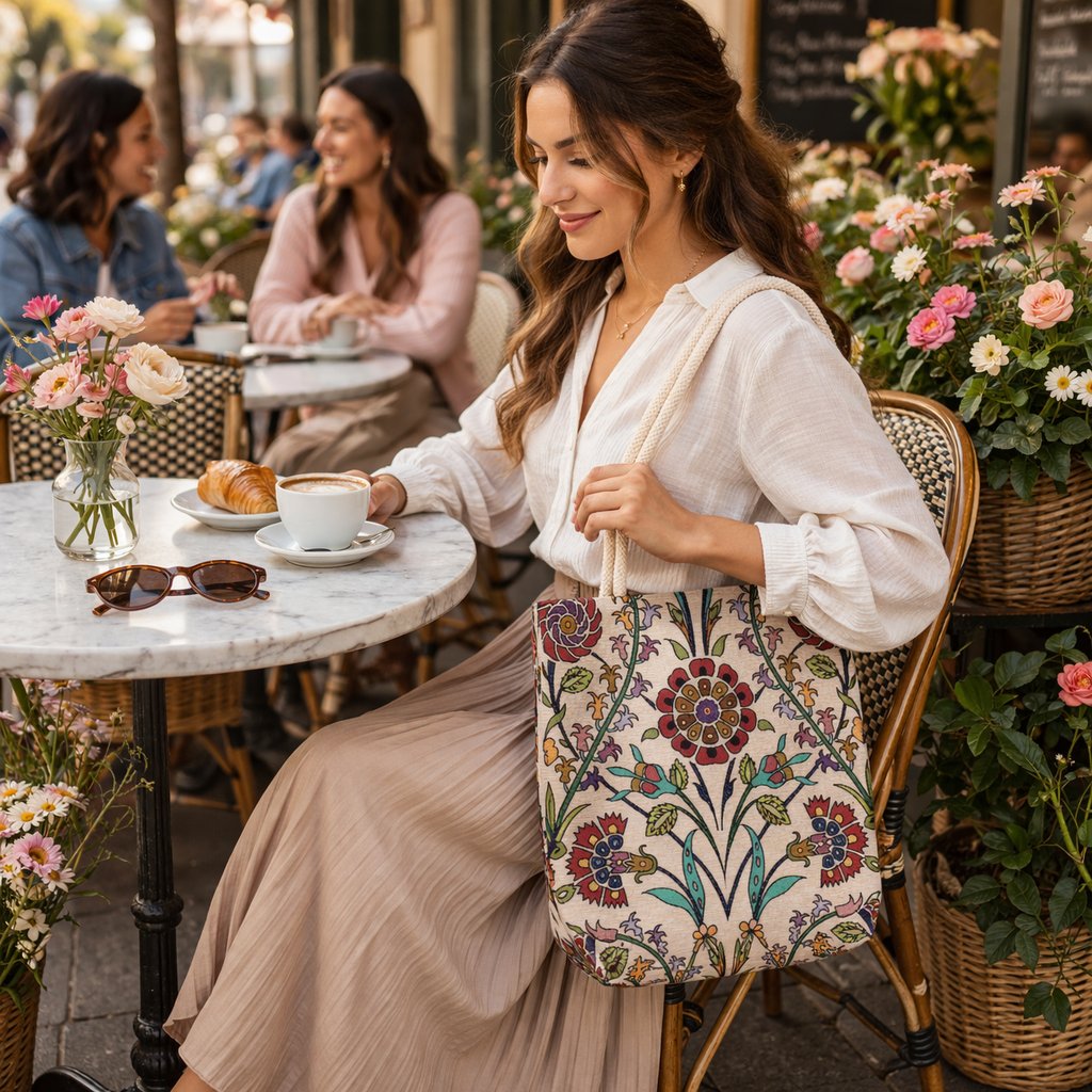 Goblen Kumaş Heybe Çanta | Çiçek Motifli Model GBLN-3520