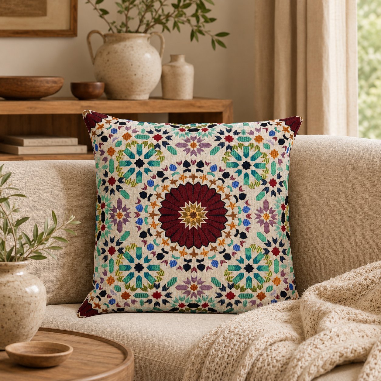 Mini Desenli Dekoratif Goblen Kırlent Kılıfı, Model: GBLN-3038