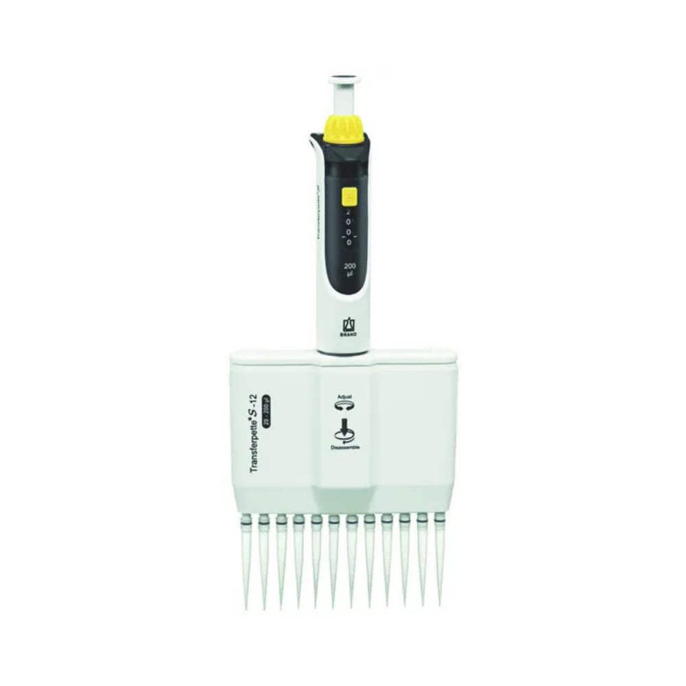 BRAND 20-200µl Ayarlanabilir 12 Kanallı Otomatik Pipet Transferpette® S