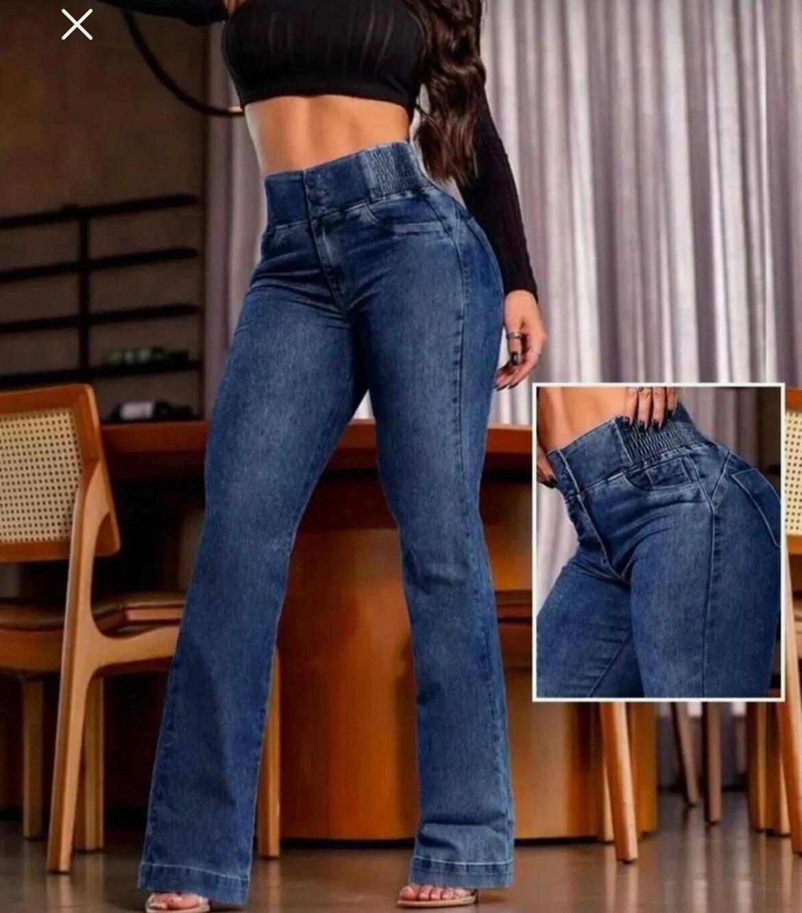 Beli Lastikli İspanyol Paça Jean Pantolon