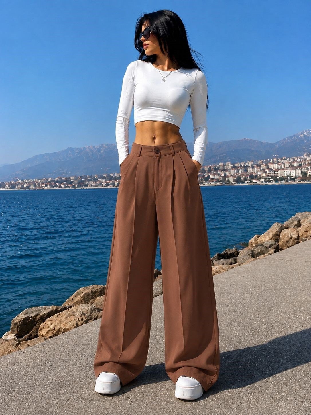 Kahverengi kumaş pantolon