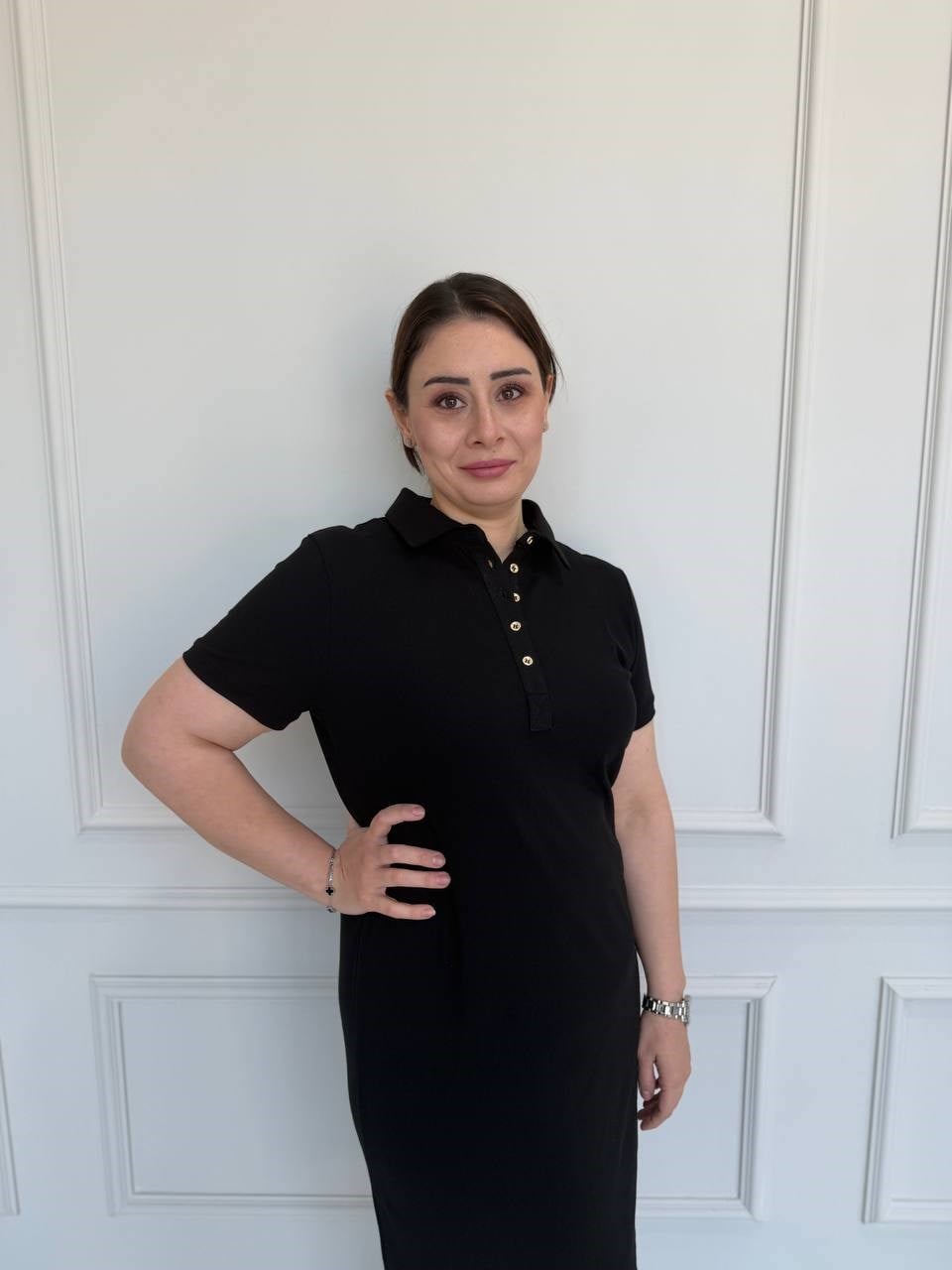 Siyah Lacoste Kumaş Elbise