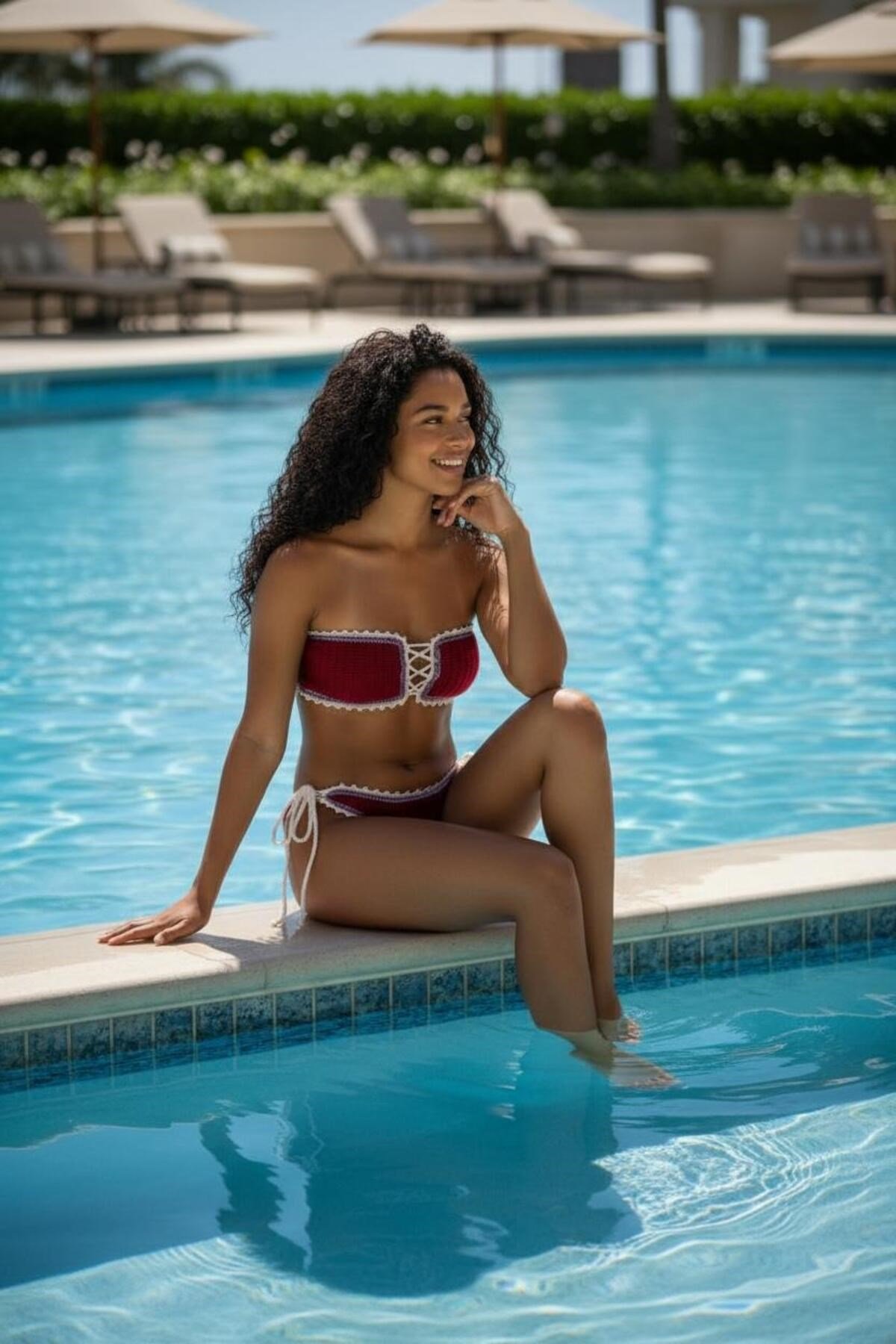 Major Tığ Örgü Straplez Bikini Takım