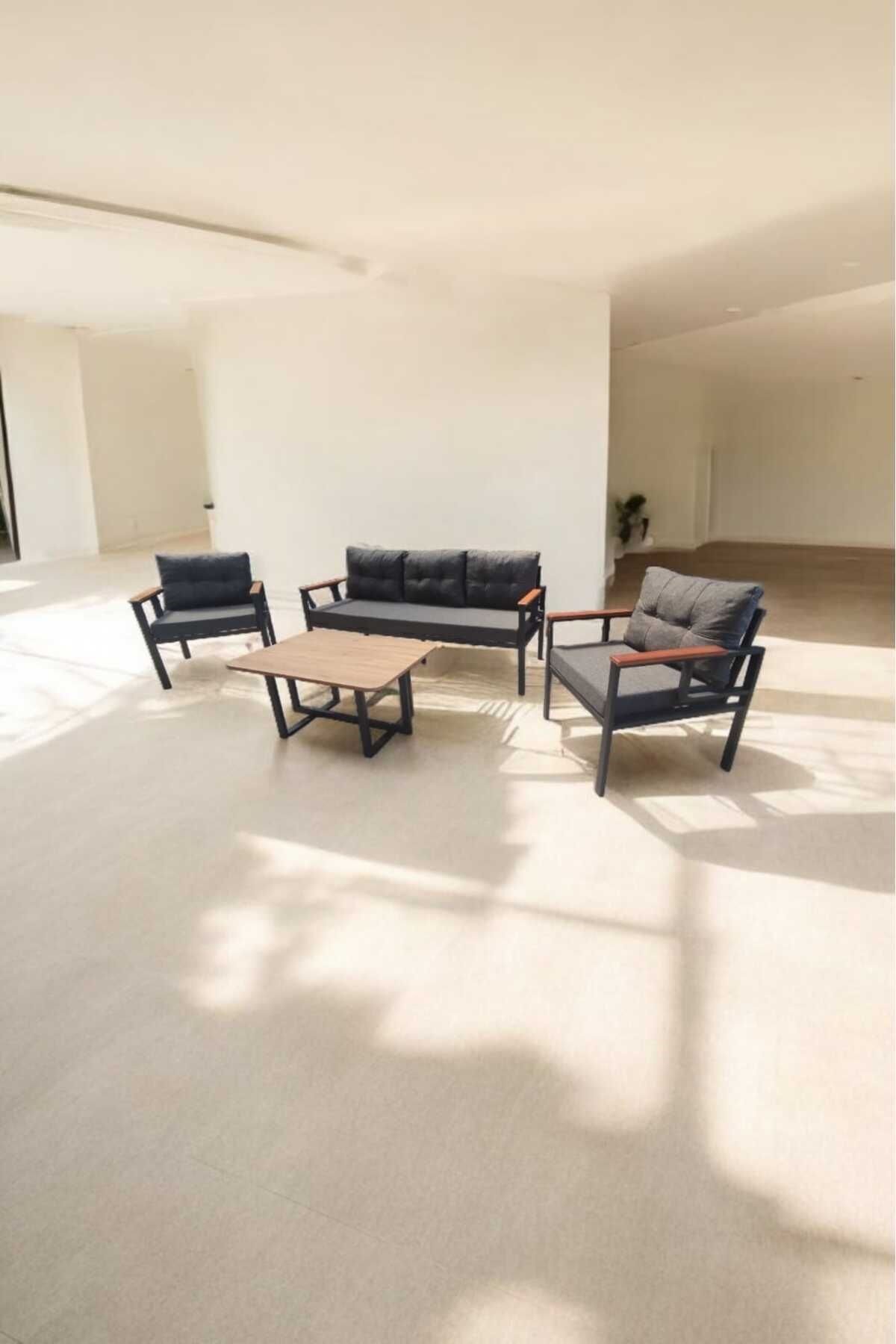 Pi Elize Bahçe Ve Balkon Mobilyası Antrasit 3 1 1 Sehpalı