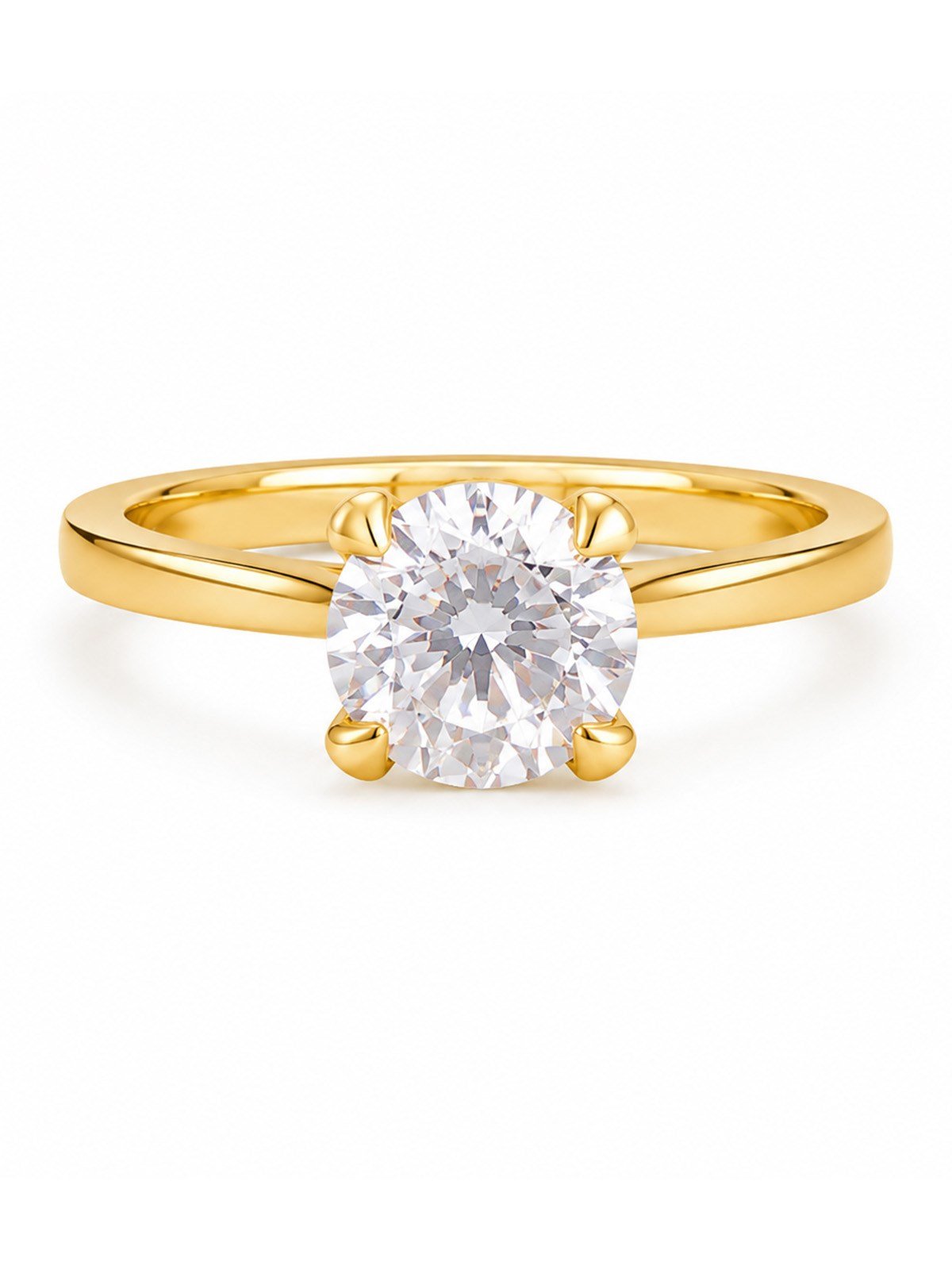14 Ayar Işıltılı Yuvarlak Tektaş Altın Kadın Yüzük