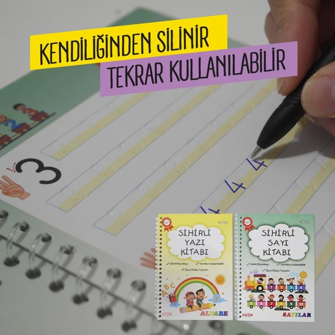 Eso Sihirli Yazı Ve Sayı Alıştırma Kitabı - Eğitici Ve Eğlenceli Aktivite Kitabı