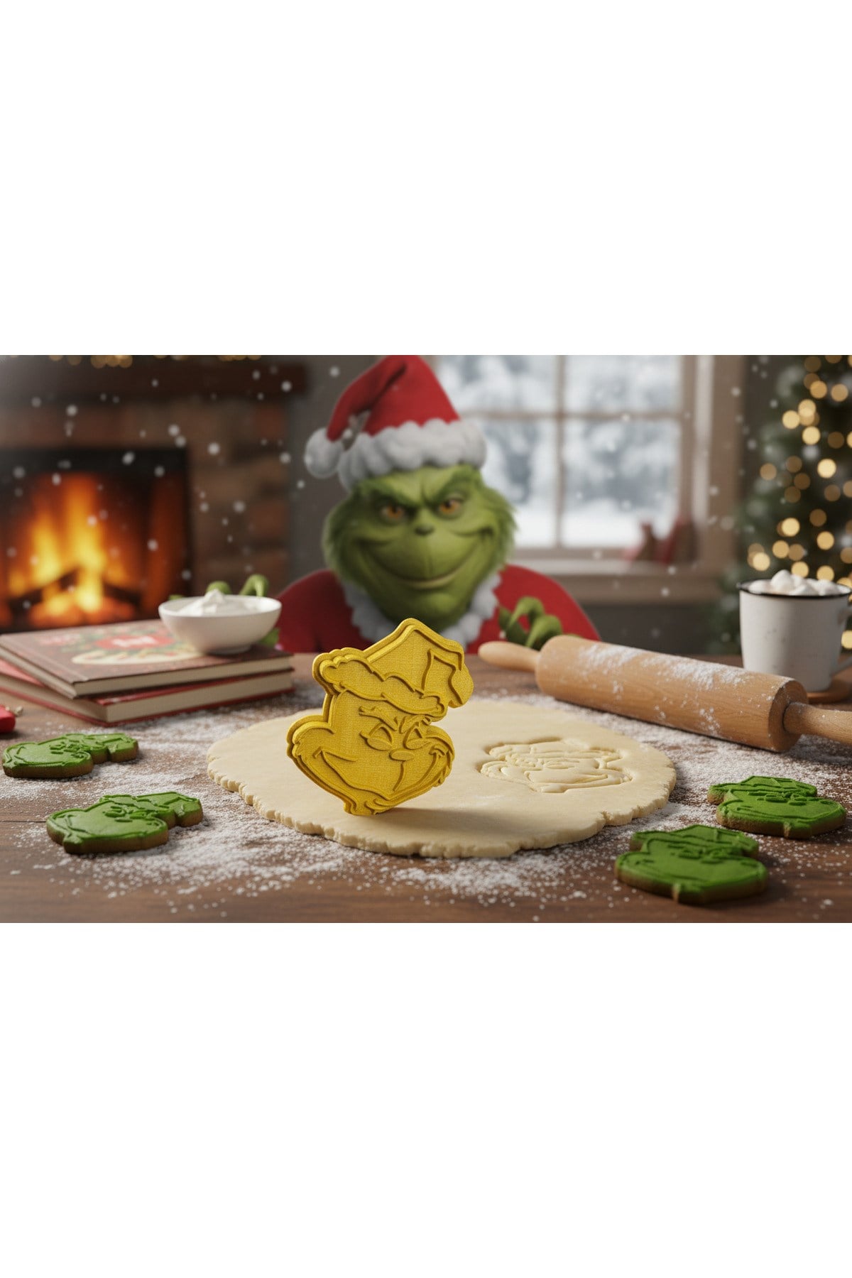 Grinch Şekilli Baskı Kurabiye Kalıbı