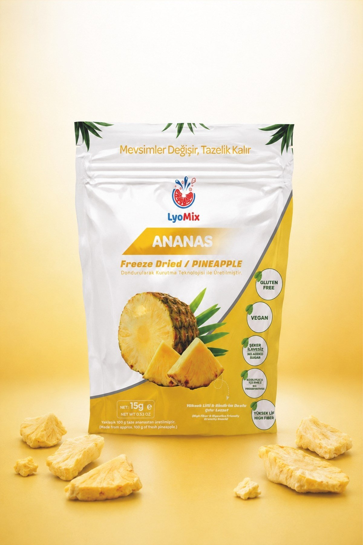 Dondurularak Kurutulmuş Ananas