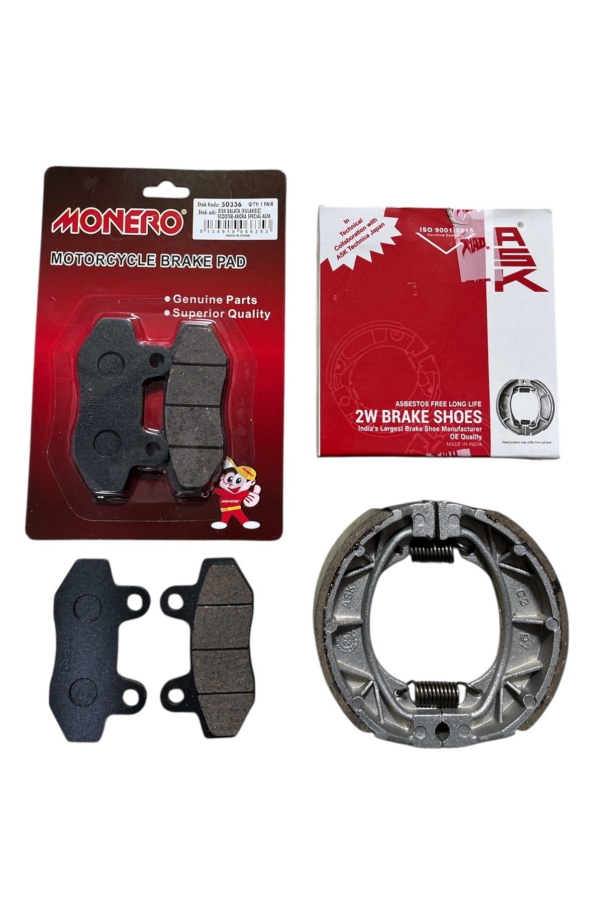 ASK FREN BALATA TAKIMI ÖN DİSK BALATA + ARKA KAMPANA KUBA ÇİTA - CUB - CG - SCOOTER 50 cc 80 cc