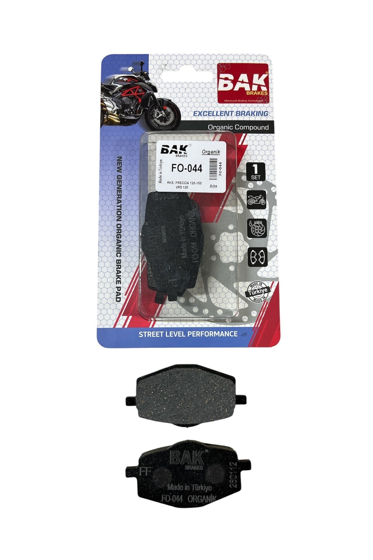 BAK ORGANİK ARKA BALATA TAKIMI RKS VRS 125 / FRECCİA 125 - 150