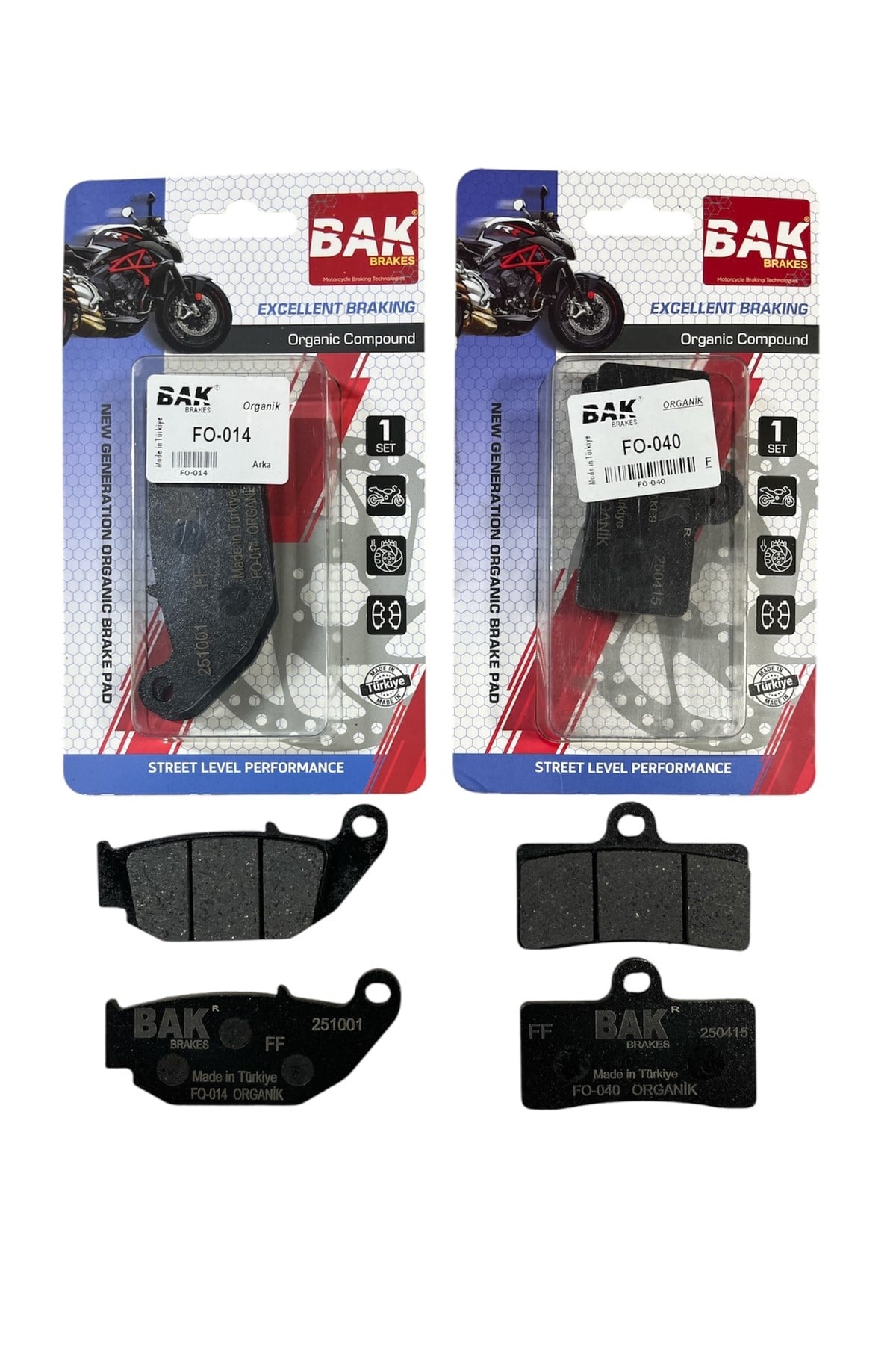 BAK ORGANİK ÖN BALATA + ARKA BALATA TAKIMI CF MOTO SR 250 / NK 250 / CL-X 250 [ 5 Bin Km + ]