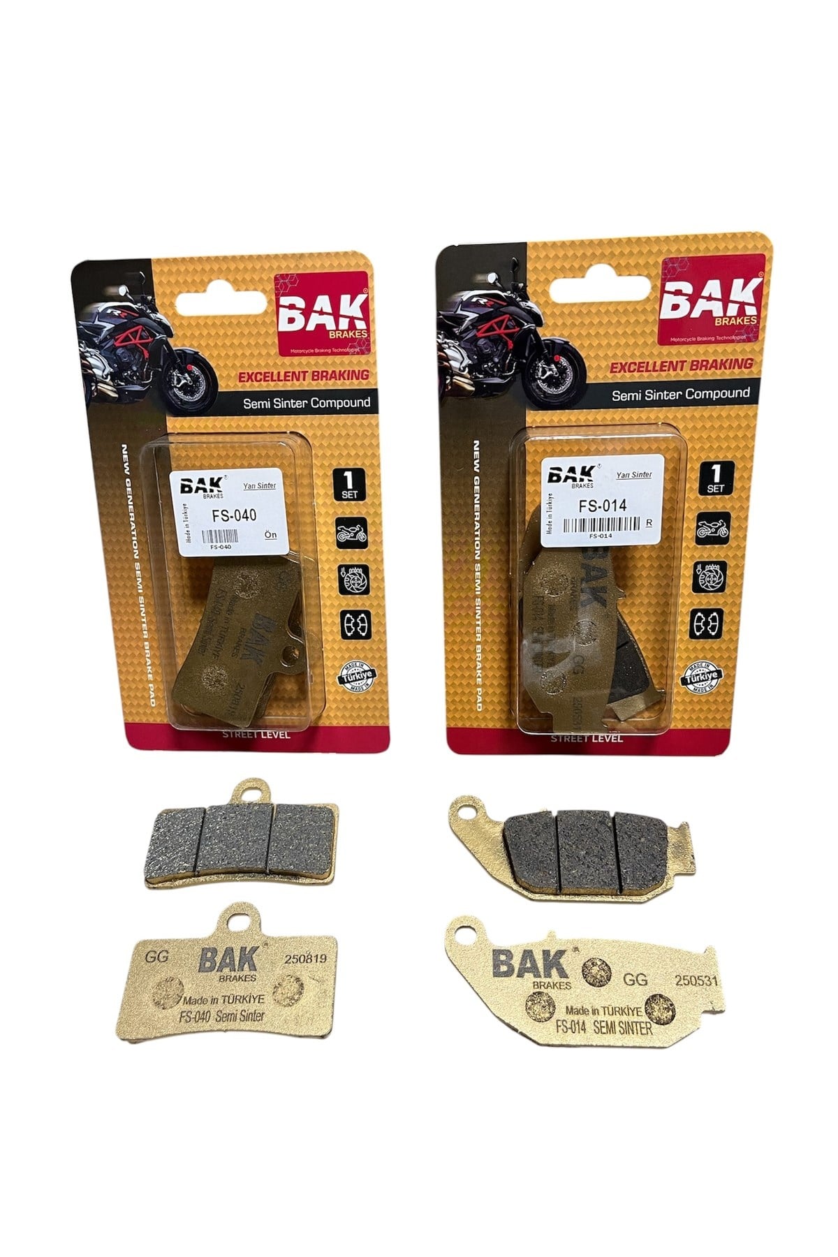 BAK SEMİ SİNTERLİ ÖN BALATA + ARKA BALATA TAKIMI CF MOTO SR 250 / NK 250 / CL-X 250 [ 10 Bin Km + ]