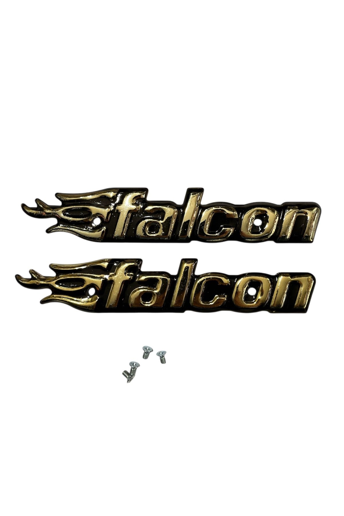 FALCON CG MOTOSİKLET DEPO YAZISI GOLD SAĞ SOL İKİ TARAF İÇİN (4 TANE VİDASI DAHİLDİR)