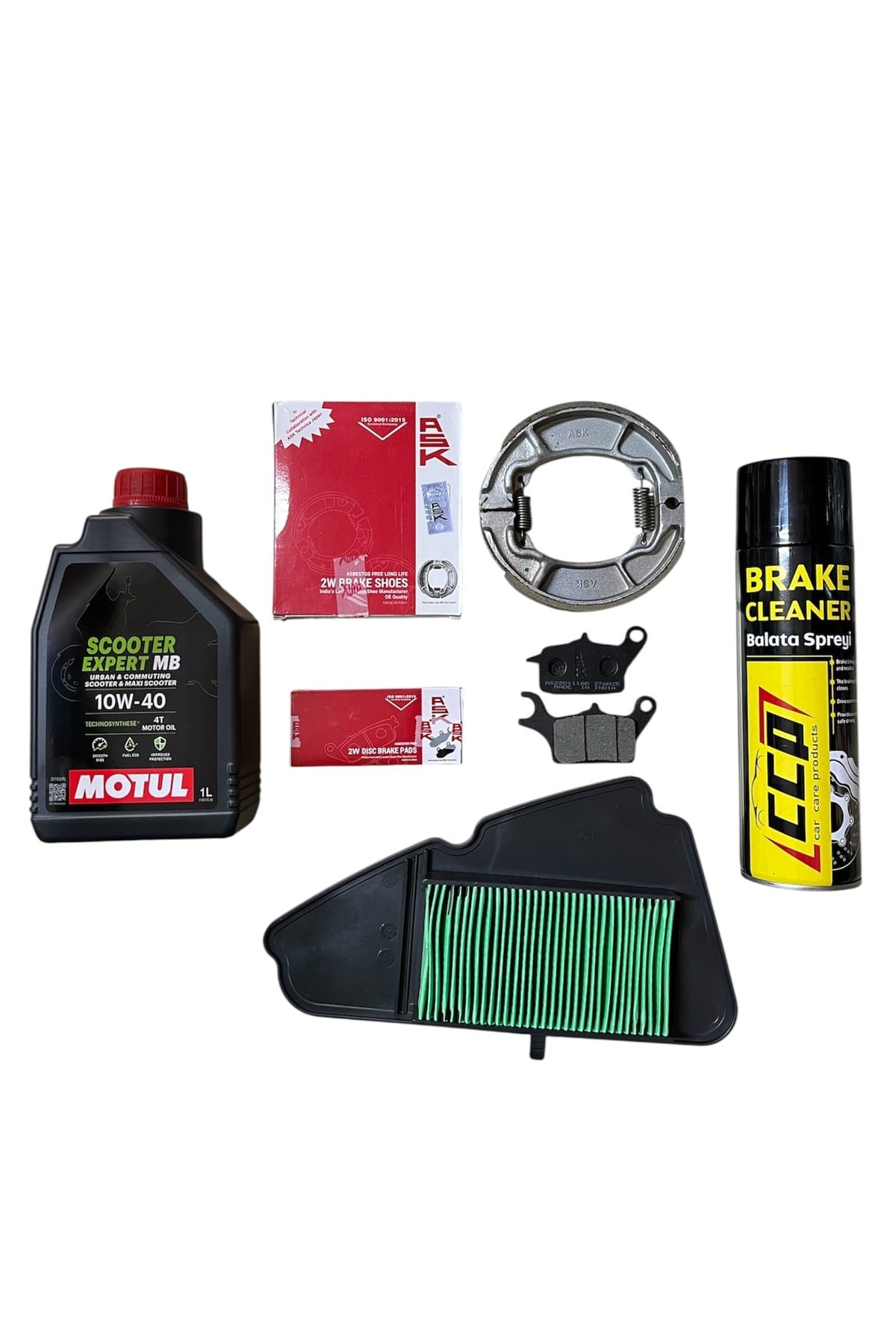 HONDA DİO ASK ÖN + ARKA BALATA + HAVA FİLTRESİ + MOTUL SCOOTER EXPERT YAĞ + BALATA SPREYİ