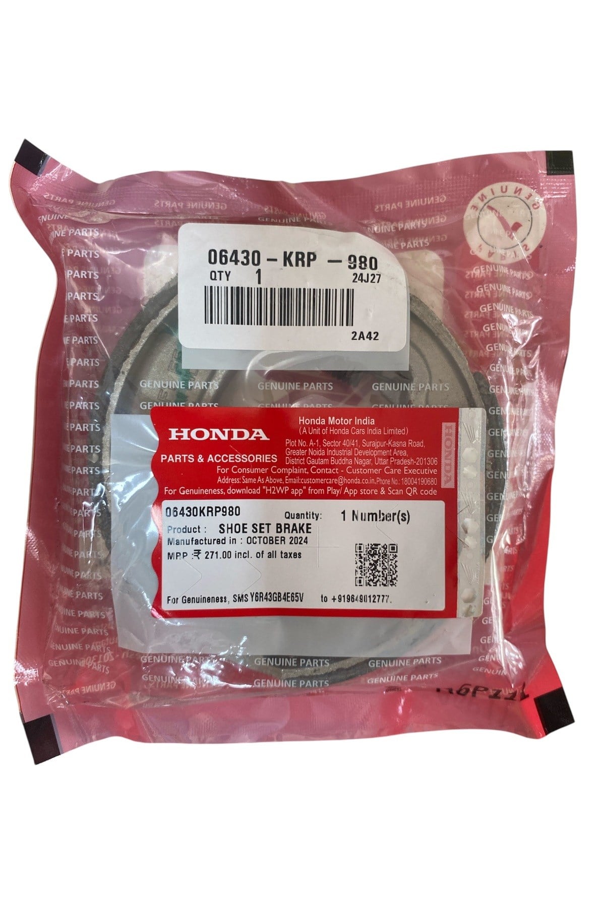 HONDA ORJİNAL ARKA FREN BALATASI - DİO - SPACY - RKS SPONTİNİ - CBF - ALPHA -PCX 2011 - 2024 UYUMLU